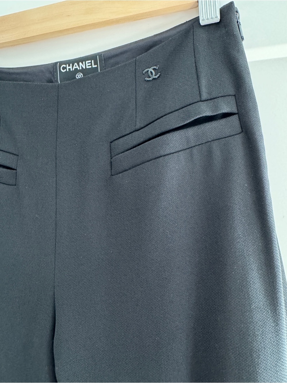 Chanel CC Enamel Logo Karl Lagerfeld Era Wool/Silk Trouser